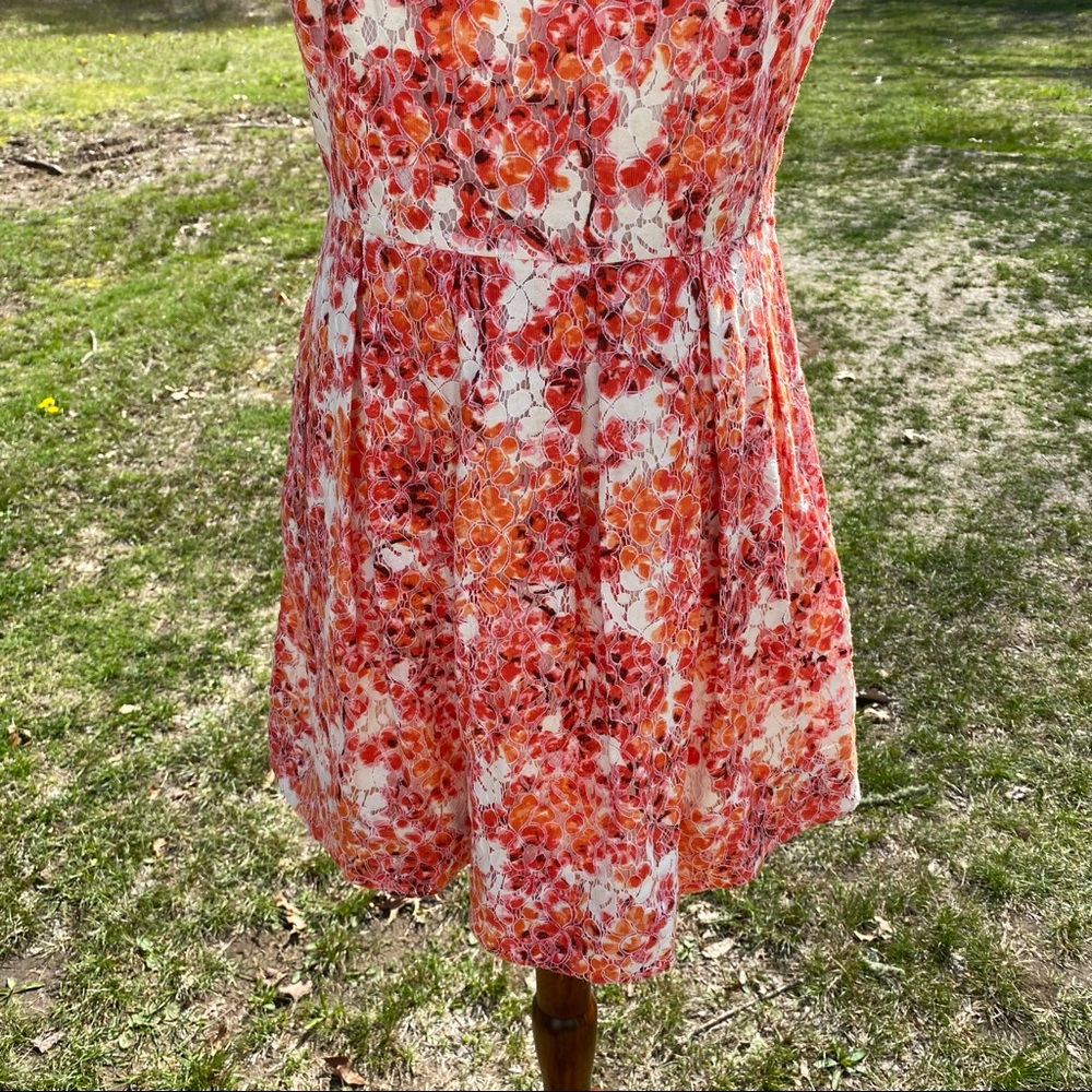 MADEWELL DRESS FIT & FLARE MINI CORAL CREAM LACE CAP SLEEVE Size 2 - Picture 3 of 7